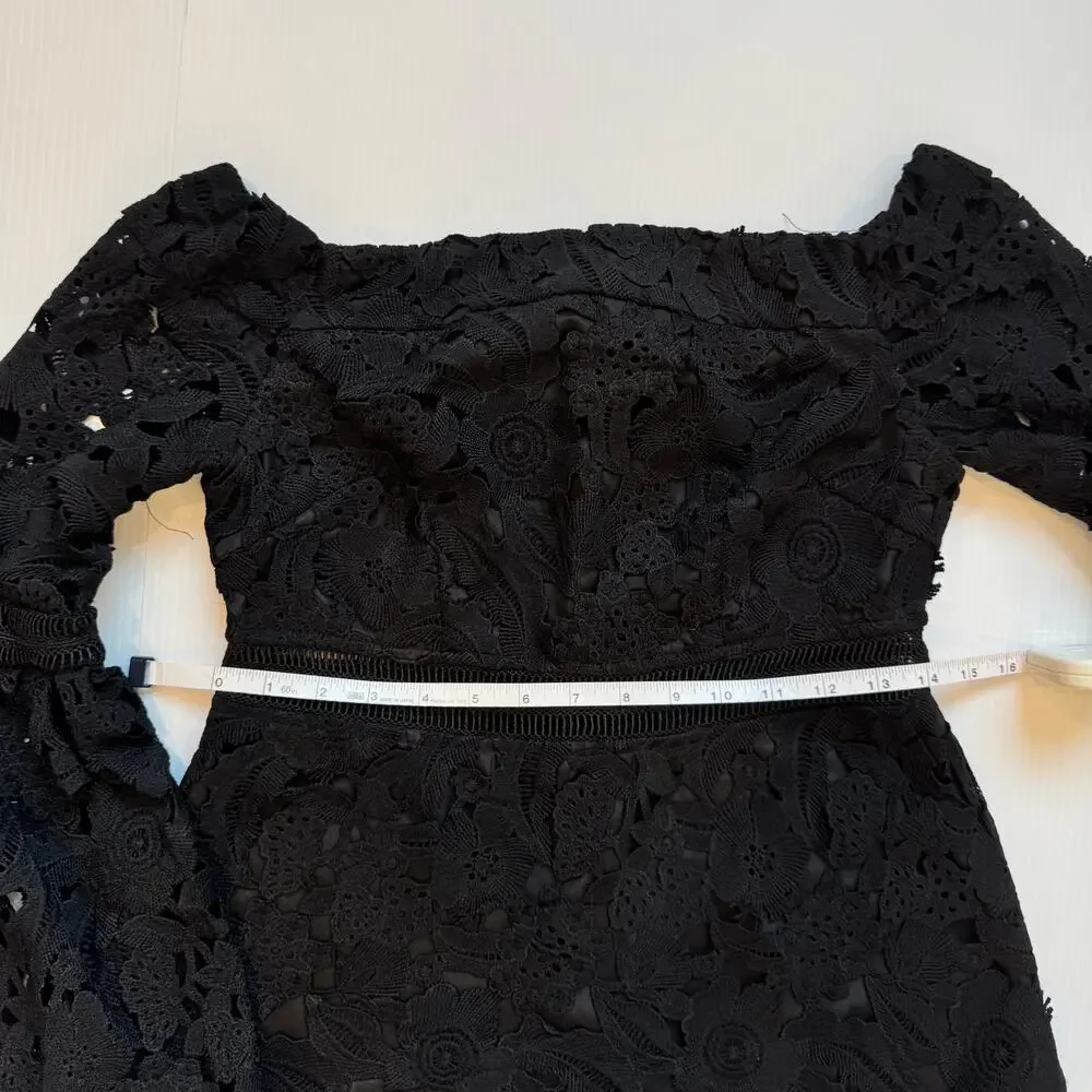 Cynthia Rowley Wild Flower Lace Mini Dress Black Women's 2 Coquette Whimsigoth - Picture 8 of 16
